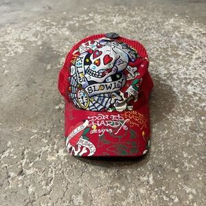 Y2K Don Ed Hardy By Christian Audigier rhinestone Mesh Trucker Hat Vintage